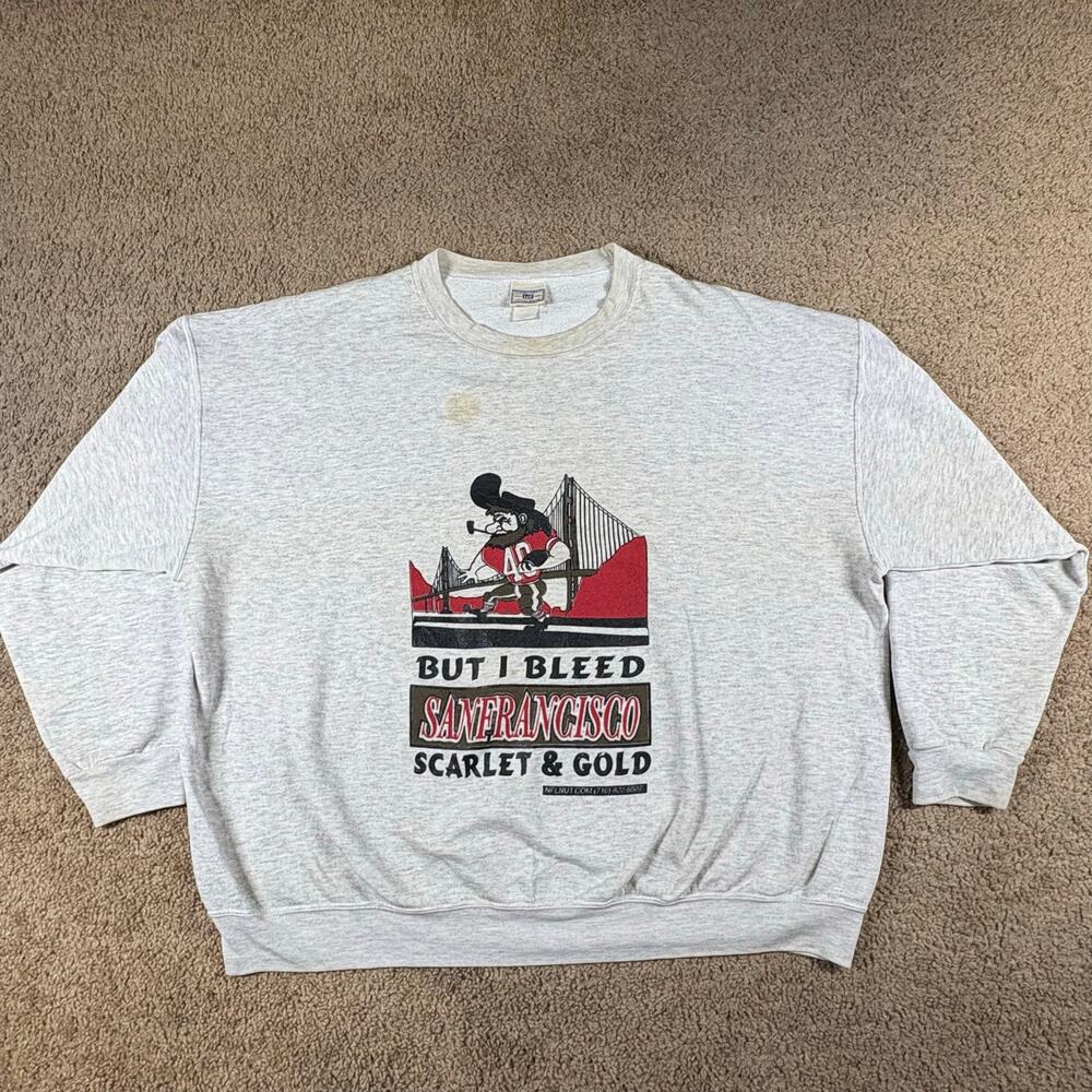 VTG San Francisco 49ers Sweatshirt‎ But I Bleed Scarlet & Gold Pullover Sz 2XL